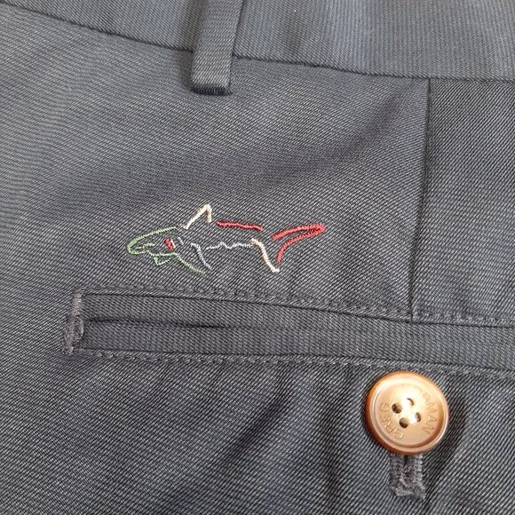 Vintage Greg Norman Men's Navy Blue Flat front Chino Golf Shorts Size 40 - Picture 8 of 8